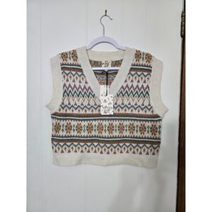 NWT Hippie Rose Cropped Sweater Vest Size M